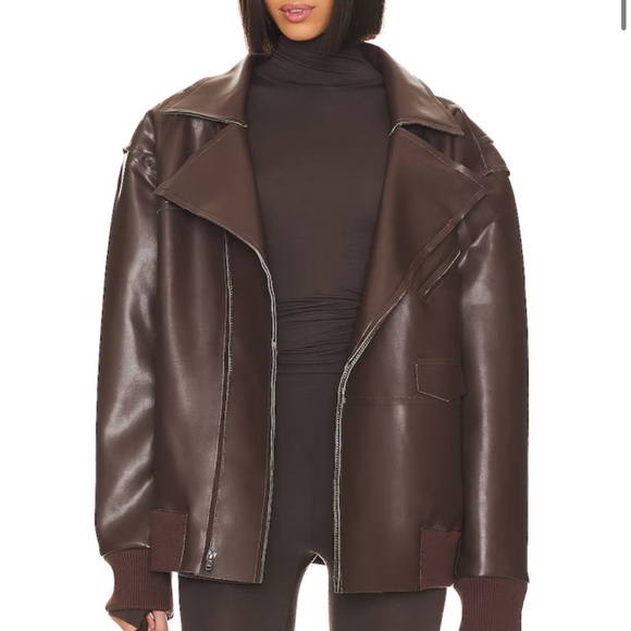 Norma Kamali Jackets & Blazers - Norma Kamali Military Oversized Moto Jacket — Chocolate NWT